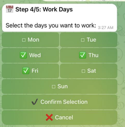 Step 4/5: Work Days