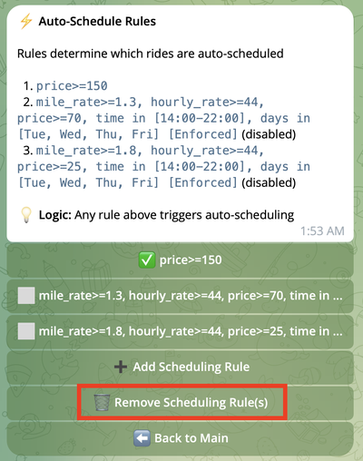 Remove Rule button Remove Rule button