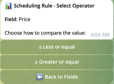 Operator selection for numeric fields